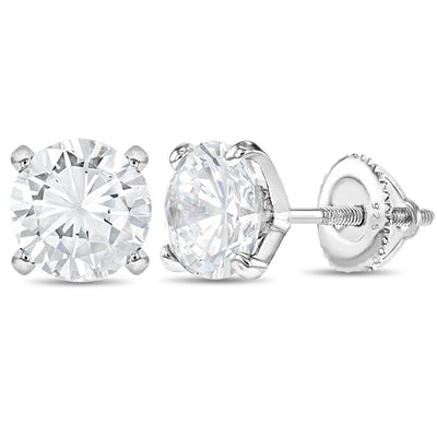 Solitaire Clear CZ Women's Earrings - Sterling Silver