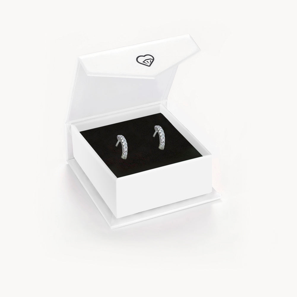 Pave Hoop Women's Earrings - Sterling Silver