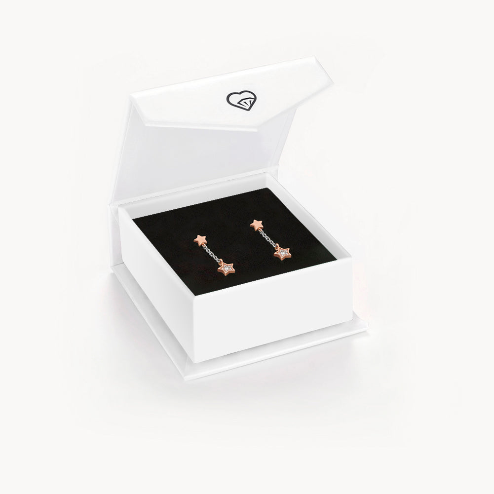 Dangled Stars Rose Gold Plated Women's Earrings - Sterling Silver