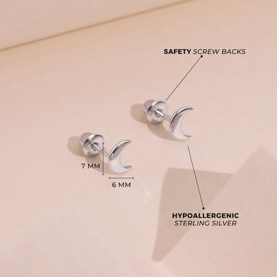 Crescent Moon Women's Earrings - Sterling Silver