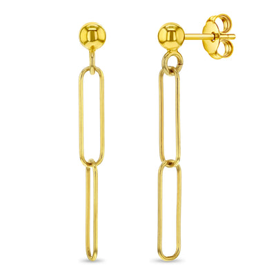 Dangle Paperclip Plated Women's Earrings - Sterling Silver