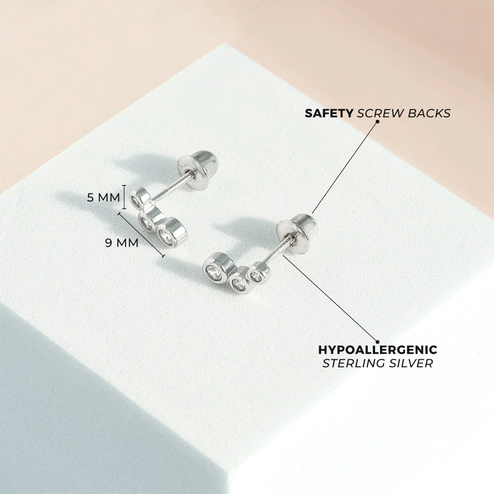 Cubic Zirconia Climber Women's Earrings - Sterling Silver
