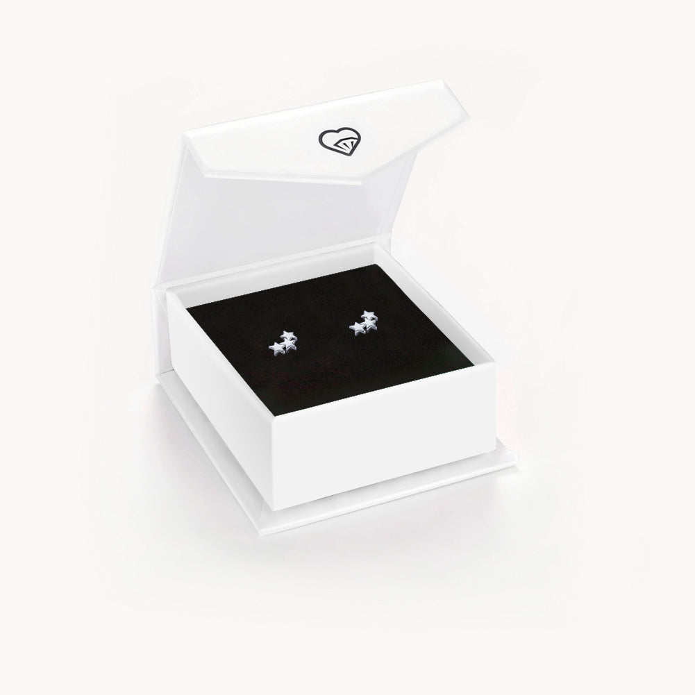 Banded Stars Women's Earrings - Sterling Silver