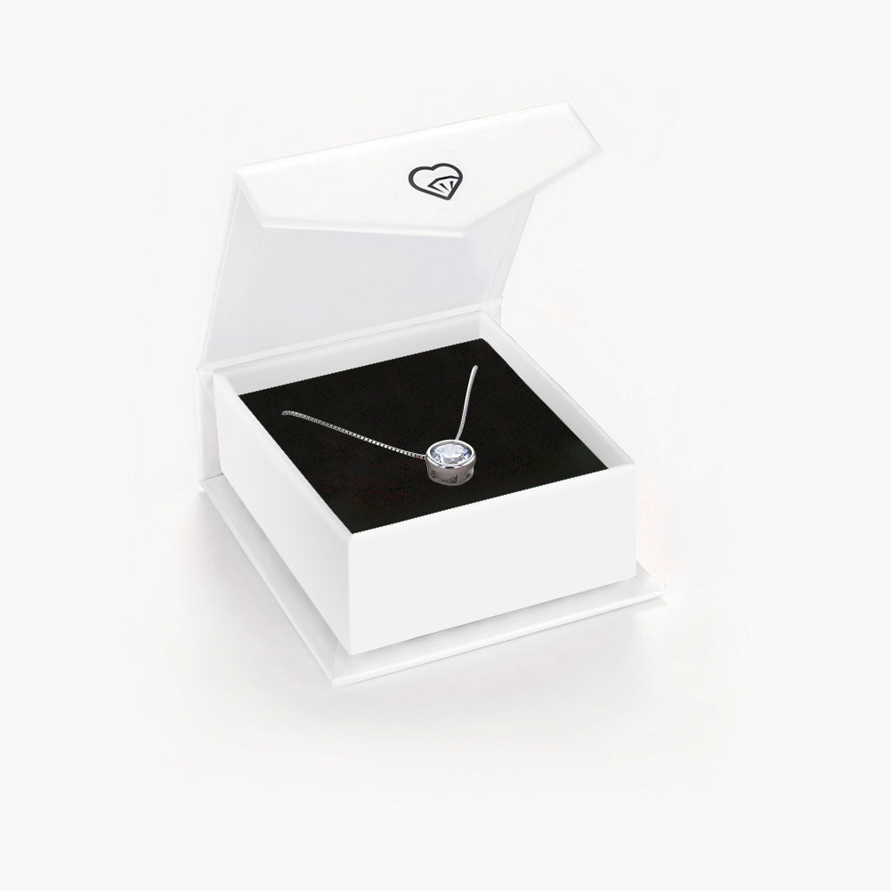 Halo Clear CZ Women's Necklace Box Chain - Sterling Silver