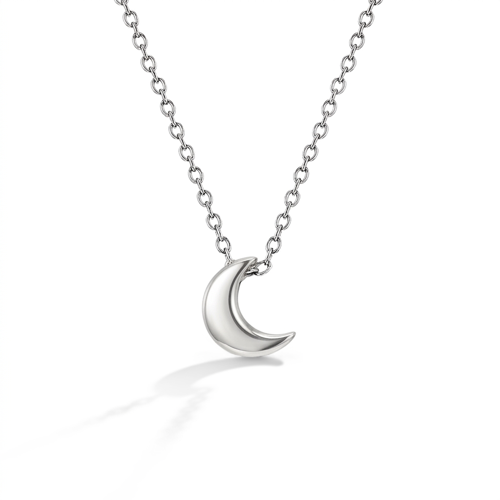 Crescent Moon Women's Necklace - Sterling Silver