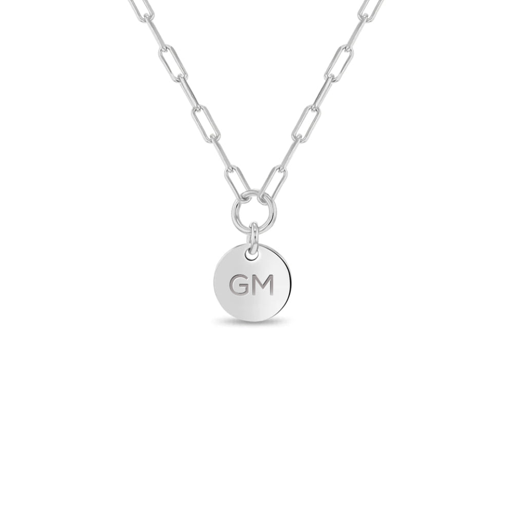 Engraved Charm 16" Women's Necklace Paper Clip Chain - Sterling Silver