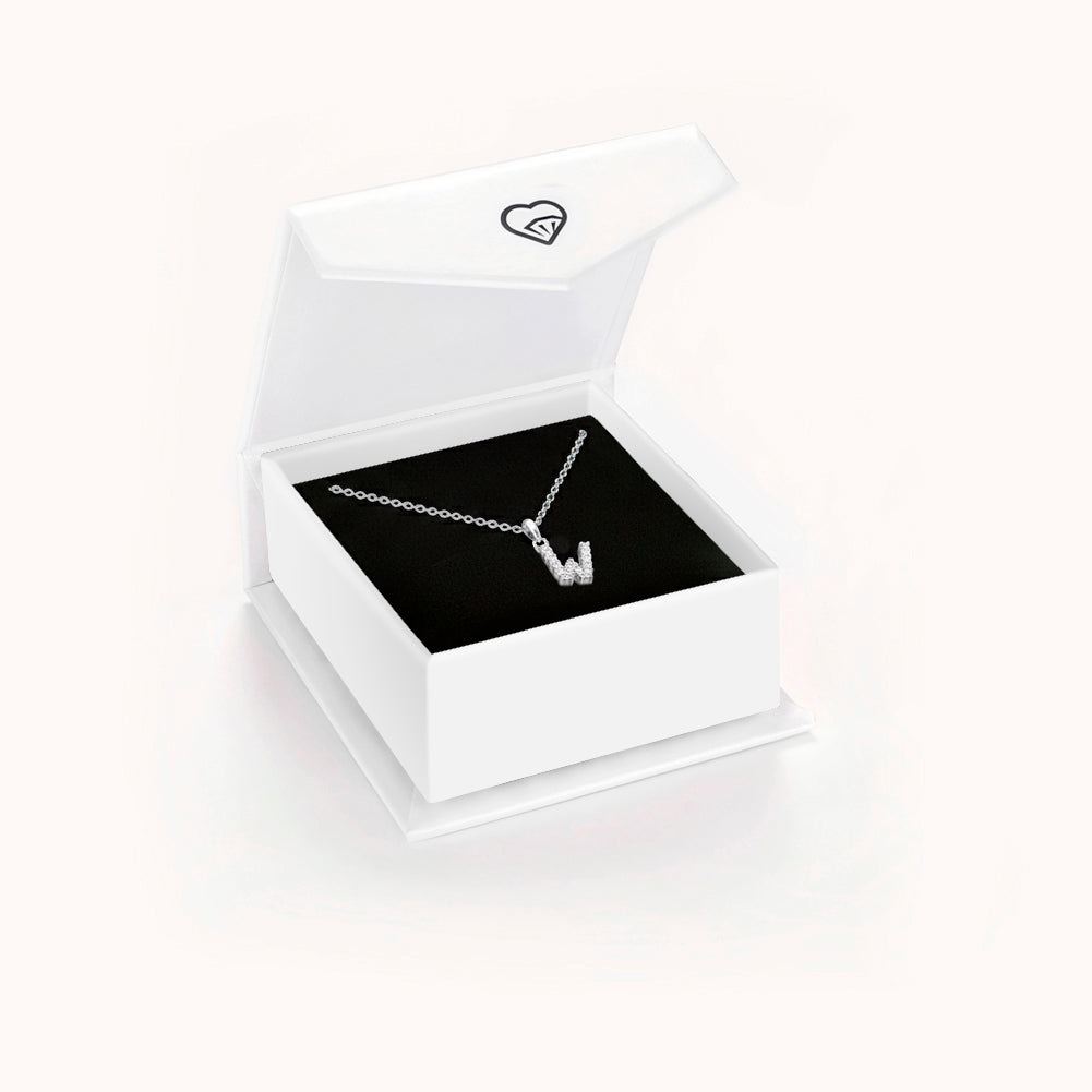 Pave Letter Women's Pendant/Necklace - Sterling Silver