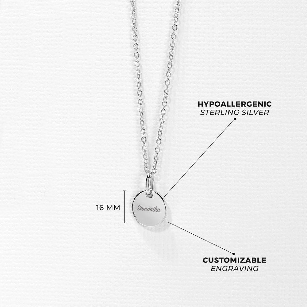 Engraved Medal Women's Pendant/Necklace - Sterling Silver
