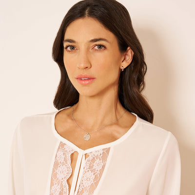 Engraved Medal Heart Cutout Women's Pendant/Necklace - Sterling Silver