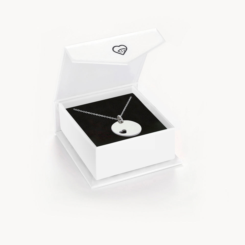Engraved Medal Heart Cutout Women's Pendant/Necklace - Sterling Silver