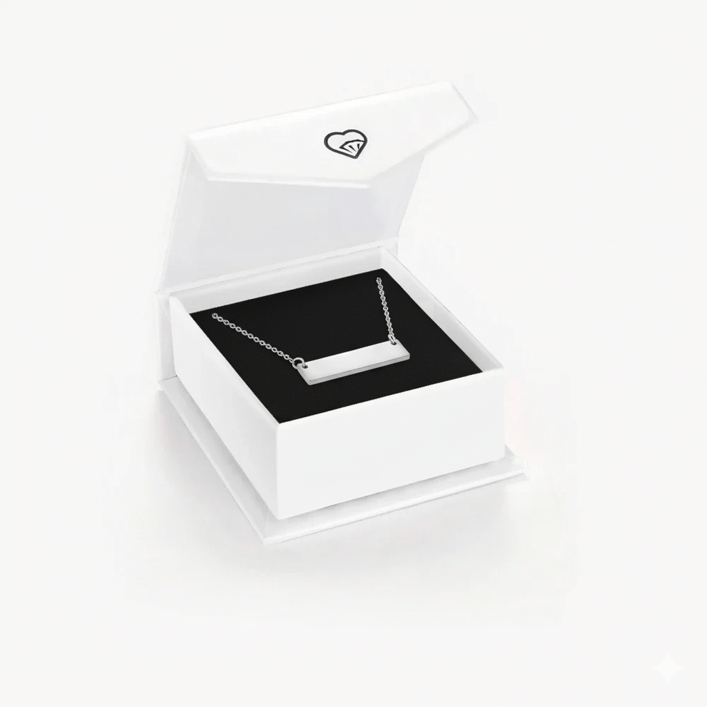 Engraved Bar Women's Necklace - Sterling Silver