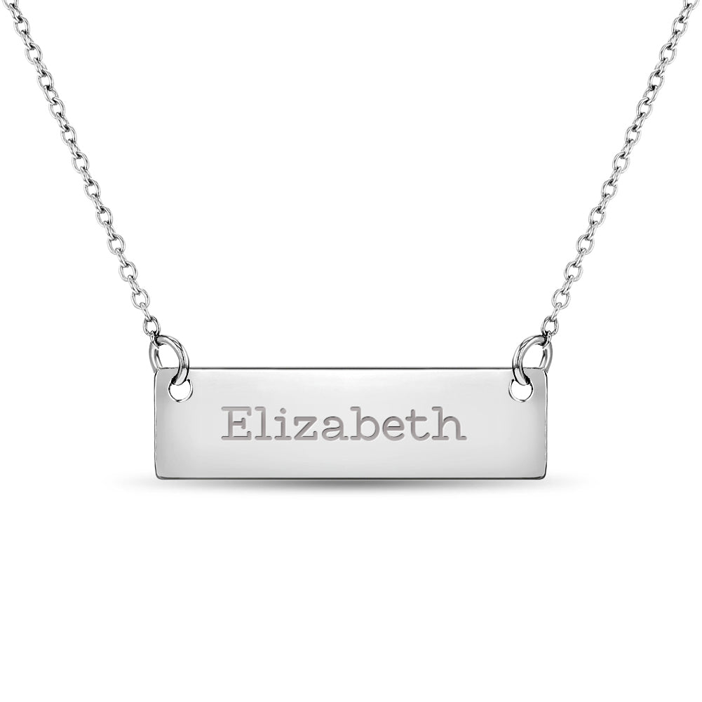 Engraved Bar Women's Necklace - Sterling Silver