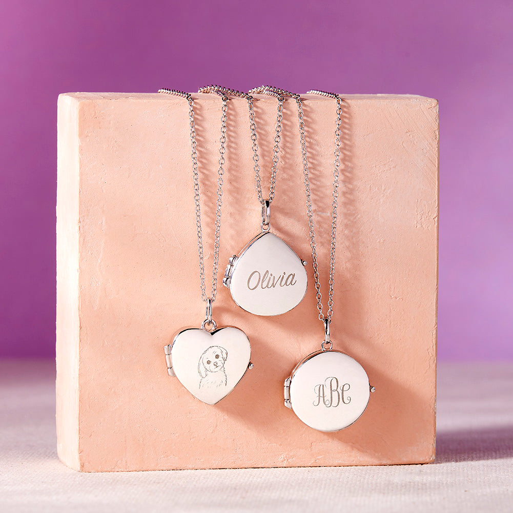 Round Photo Locket Kids / Children's / Girls Locket/Necklace Personalized / Engravable - Sterling Silver