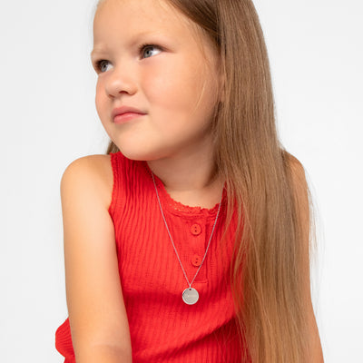 Classic Circle 16mm Kids / Children's / Girls Pendant/Necklace Personalized / Engravable - Sterling Silver