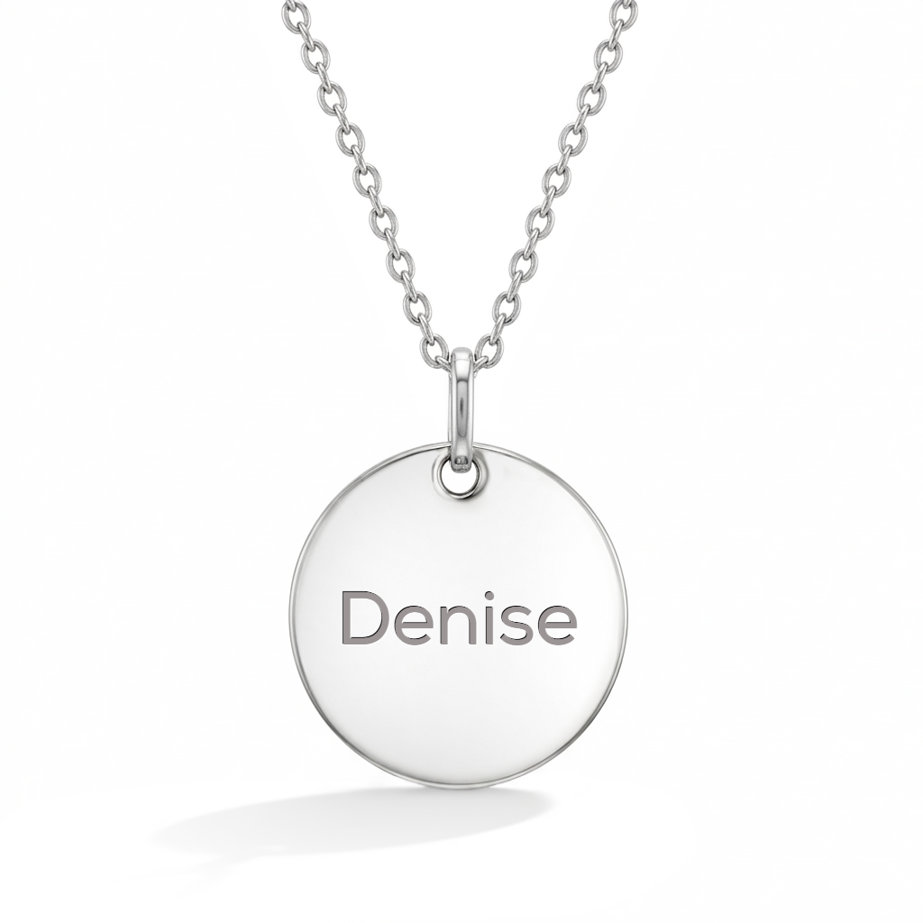 Classic Circle 16mm Kids / Children's / Girls Pendant/Necklace Personalized / Engravable - Sterling Silver