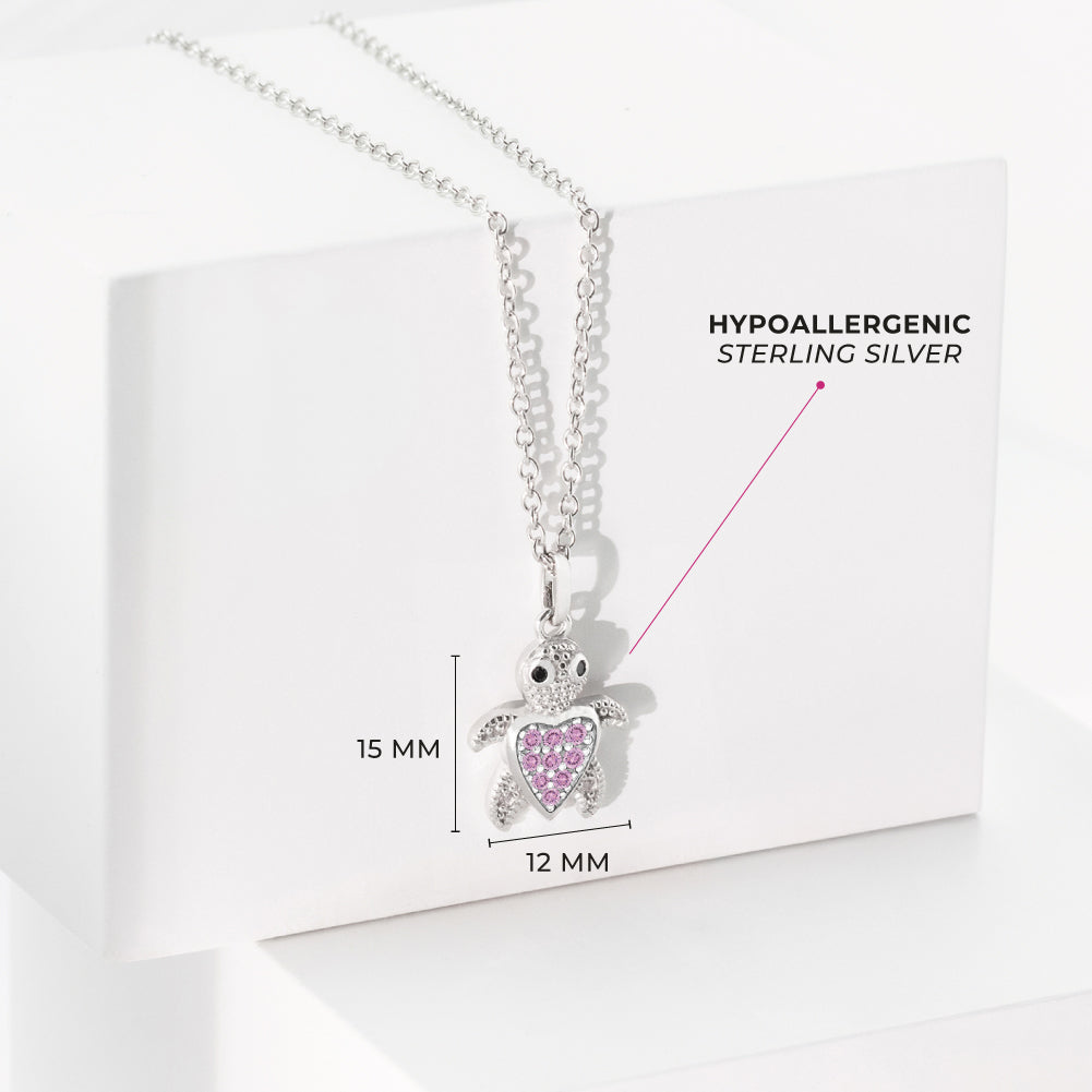 Adorable Turtle Kids / Children's / Girls Pendant/Necklace - Sterling Silver