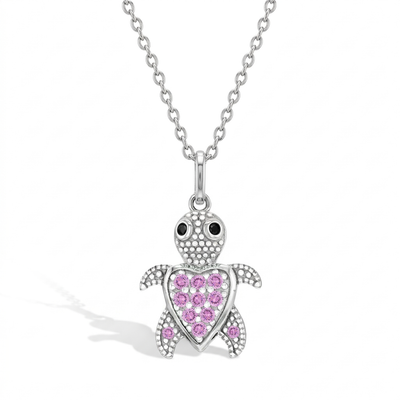 Adorable Turtle Kids / Children's / Girls Pendant/Necklace - Sterling Silver