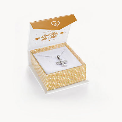 CZ Guardian Angel Kids / Children's / Girls Pendant/Necklace - Sterling Silver