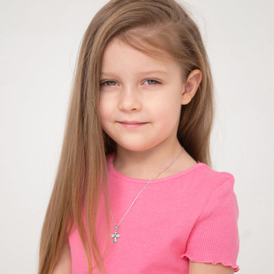 CZ Guardian Angel Kids / Children's / Girls Pendant/Necklace - Sterling Silver