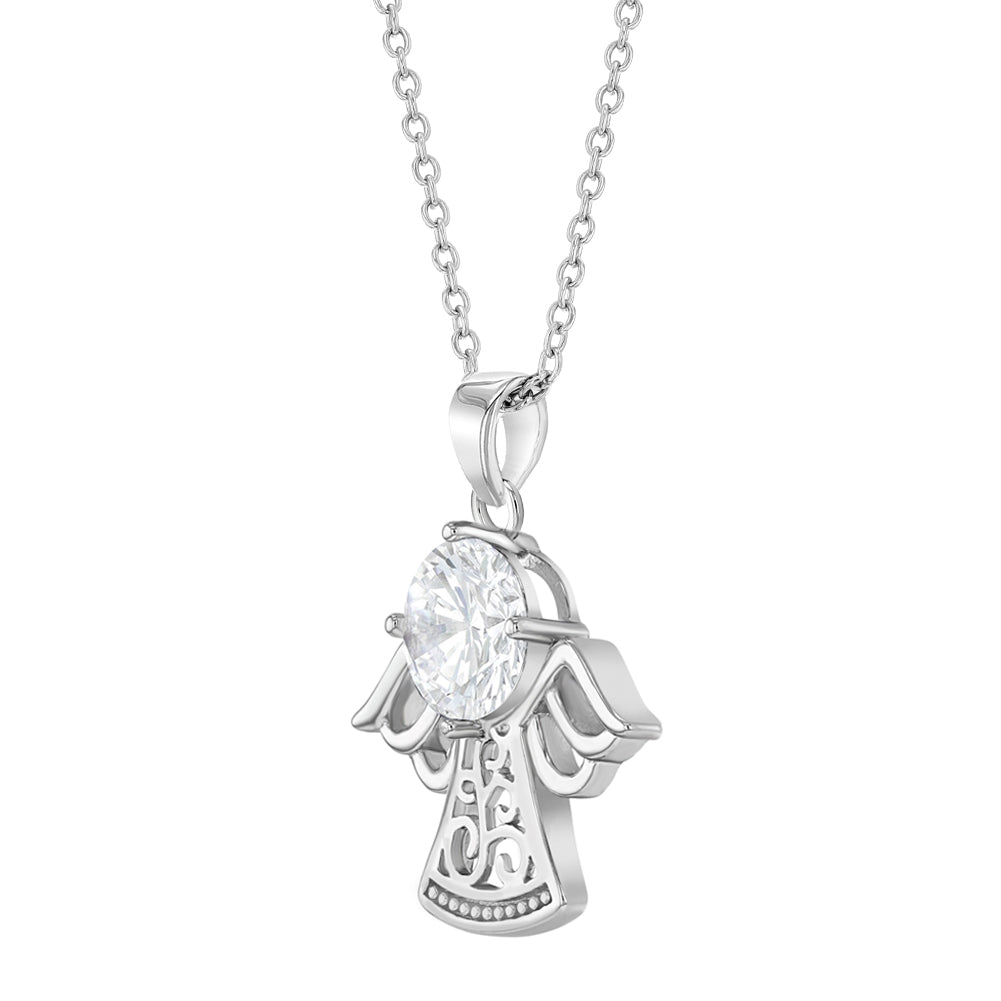 Solitaire Guardian Angel Kids / Children's / Girls Pendant/Necklace - Sterling Silver