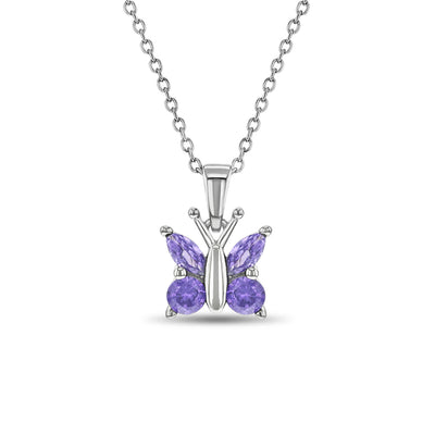CZ Butterfly Kids / Children's / Girls Pendant/Necklace - Sterling Silver