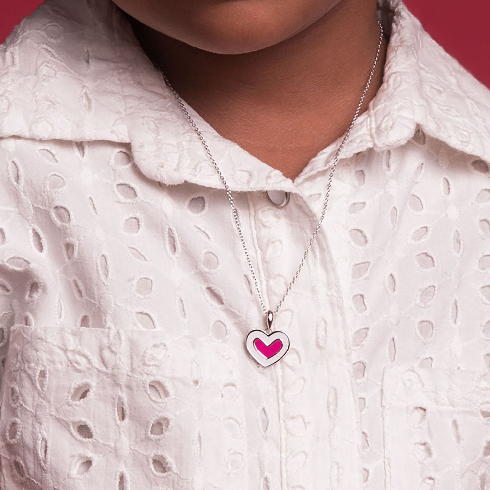 Heart to Heart Kids / Children's / Girls Pendant/Necklace Enamel - Sterling Silver