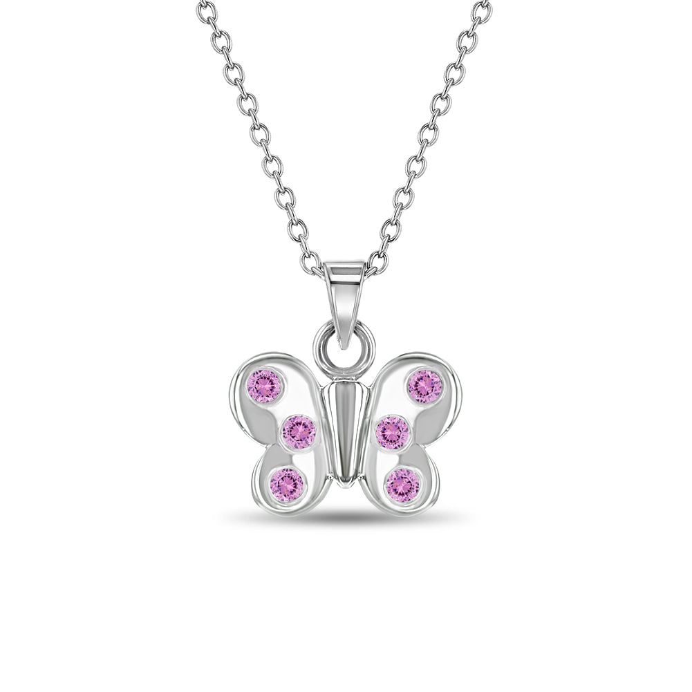 Fluttering Butterfly Kids / Children's / Girls Pendant/Necklace - Sterling Silver