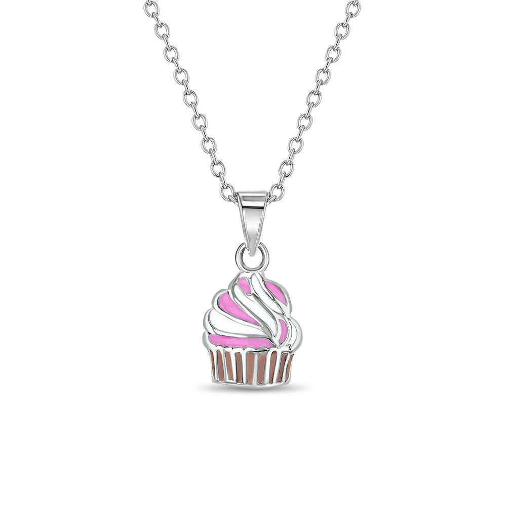 Whipped Cupcake Kids / Children's / Girls Pendant/Necklace Enamel - Sterling Silver