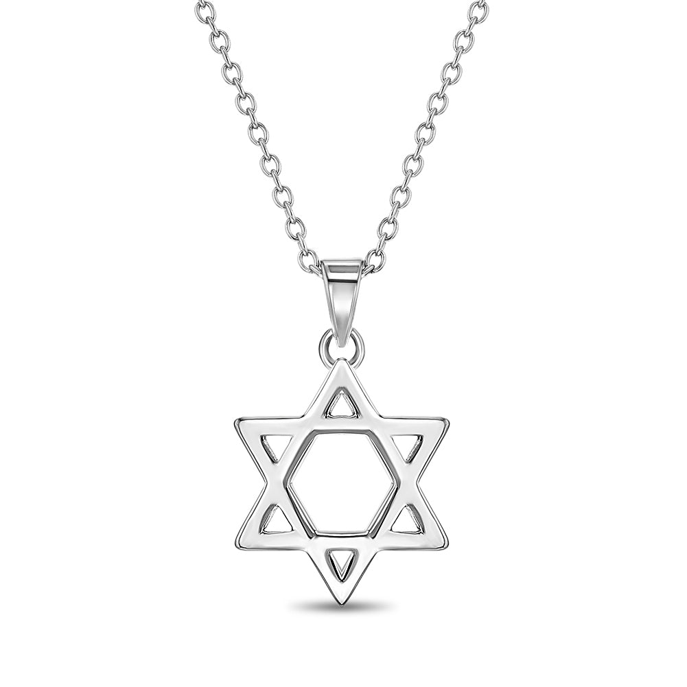 Star of David 15mm Kids/Children's/Girls Necklace - Sterling Silver