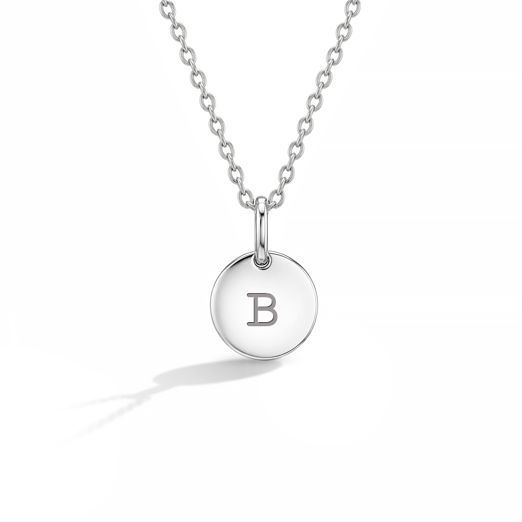 Small Monogram Circle Toddler/Kids/Girls Necklace - Sterling Silver