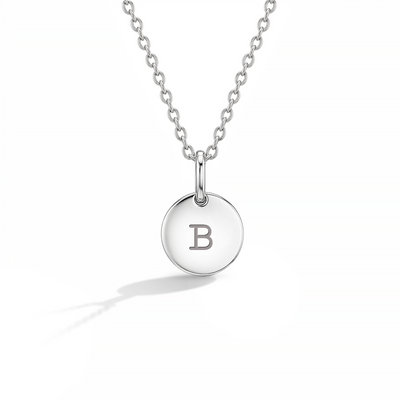 Small Monogram Circle Toddler/Kids/Girls Necklace - Sterling Silver