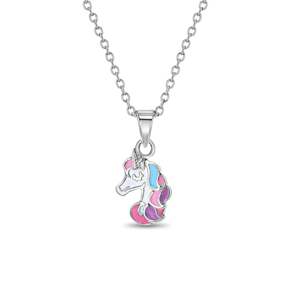 Unicorn Portrait Toddler/Kids/Girls Necklace - Sterling Silver
