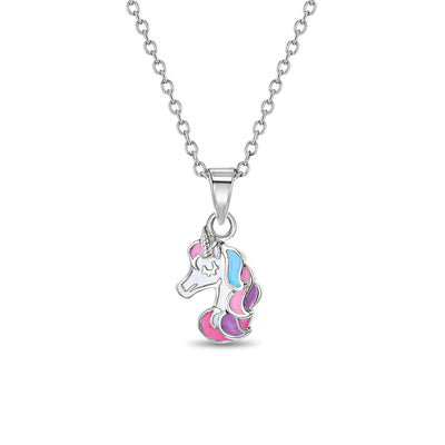 Unicorn Portrait Toddler/Kids/Girls Necklace - Sterling Silver