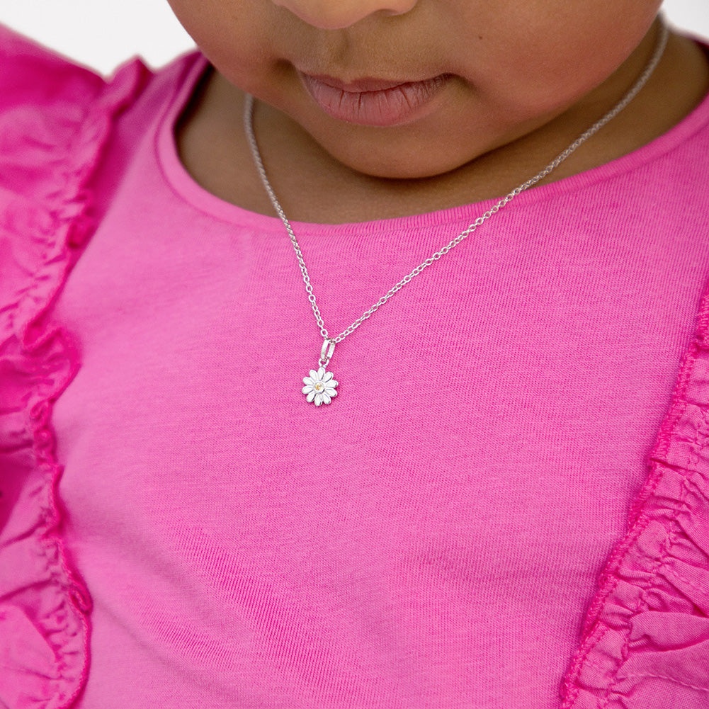 The Perfect Daisy Toddler/Kids/Girls Necklace Enamel - Sterling Silver