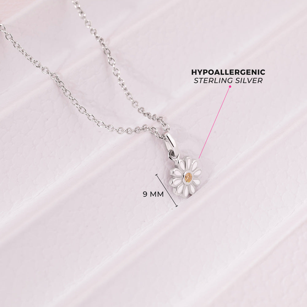 The Perfect Daisy Toddler/Kids/Girls Necklace Enamel - Sterling Silver