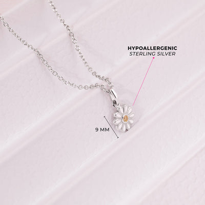 The Perfect Daisy Toddler/Kids/Girls Necklace Enamel - Sterling Silver