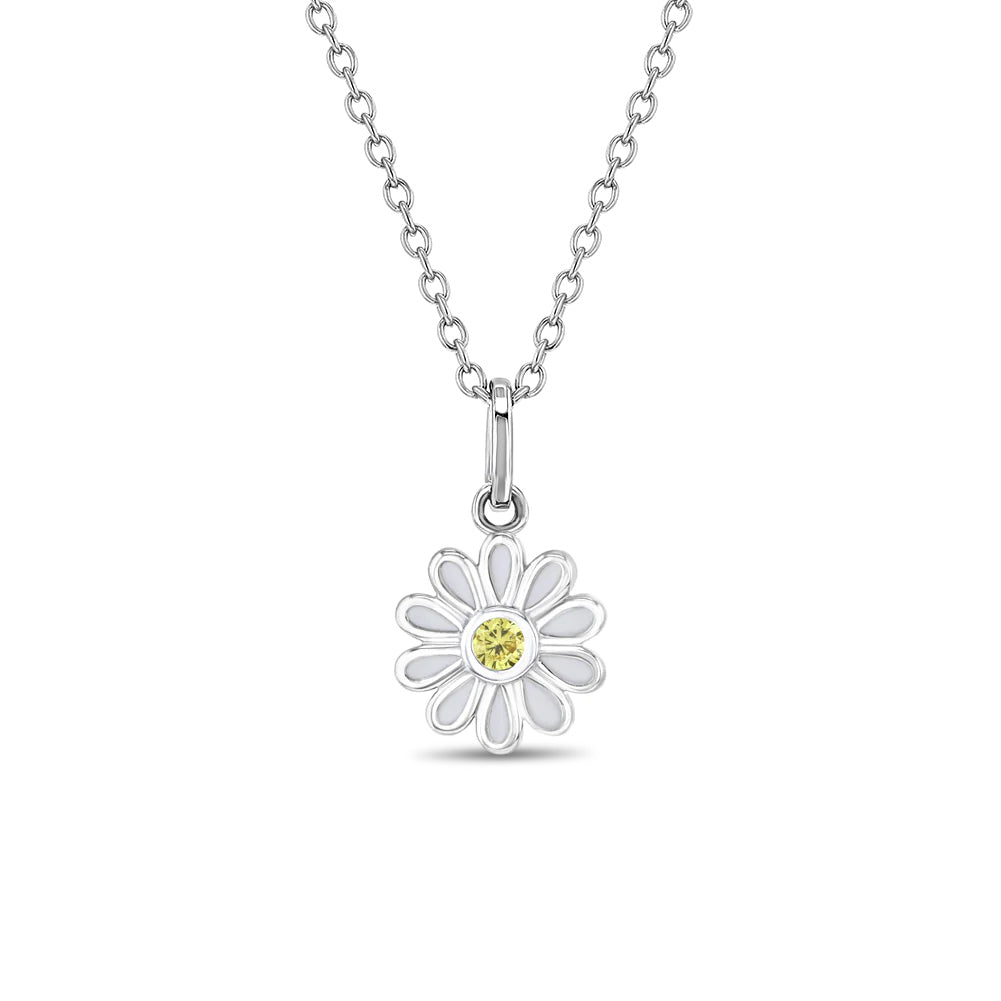 The Perfect Daisy Toddler/Kids/Girls Necklace Enamel - Sterling Silver