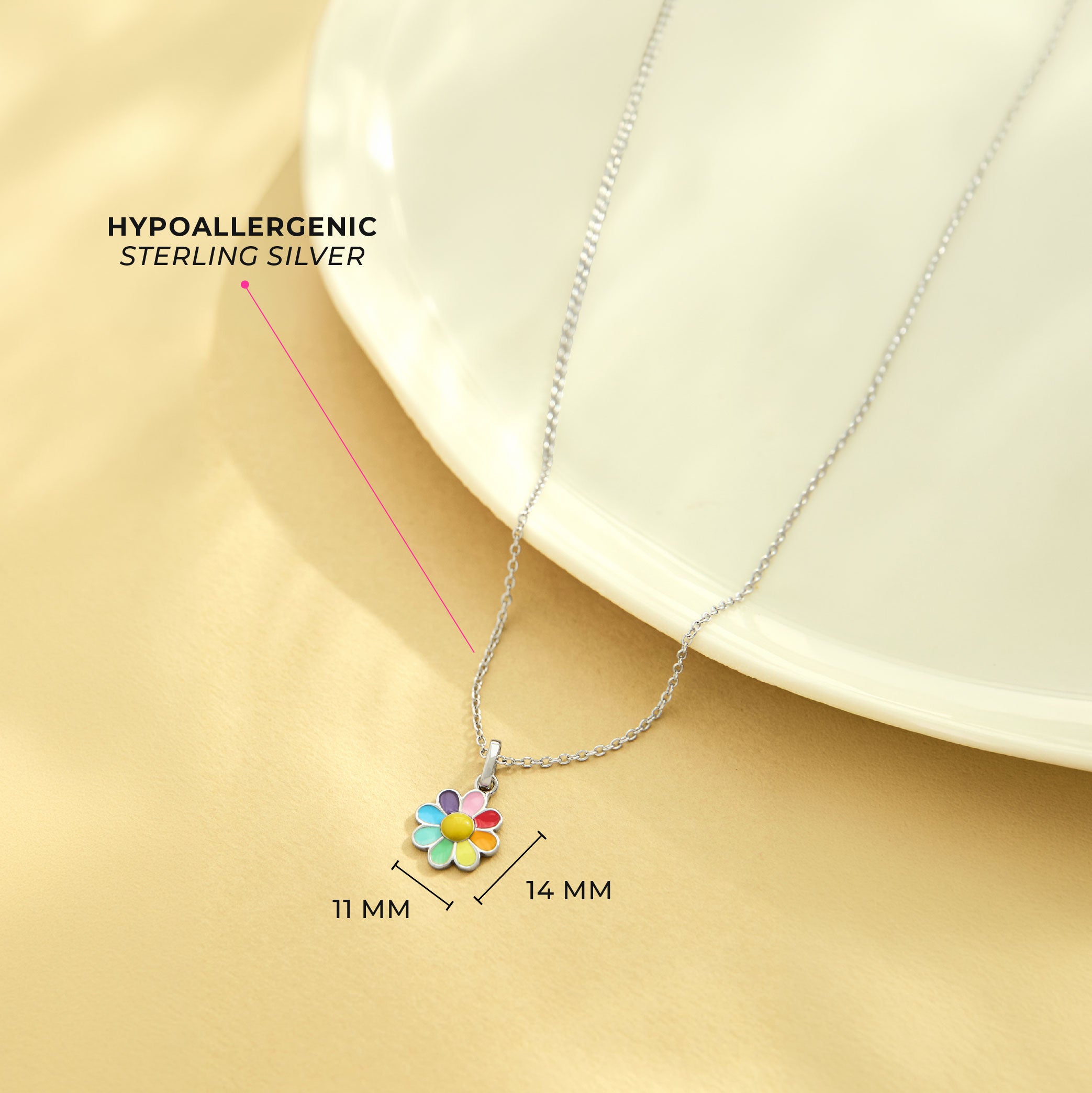 Flower Power Toddler/Kids/Girls Necklace Enamel - Sterling Silver