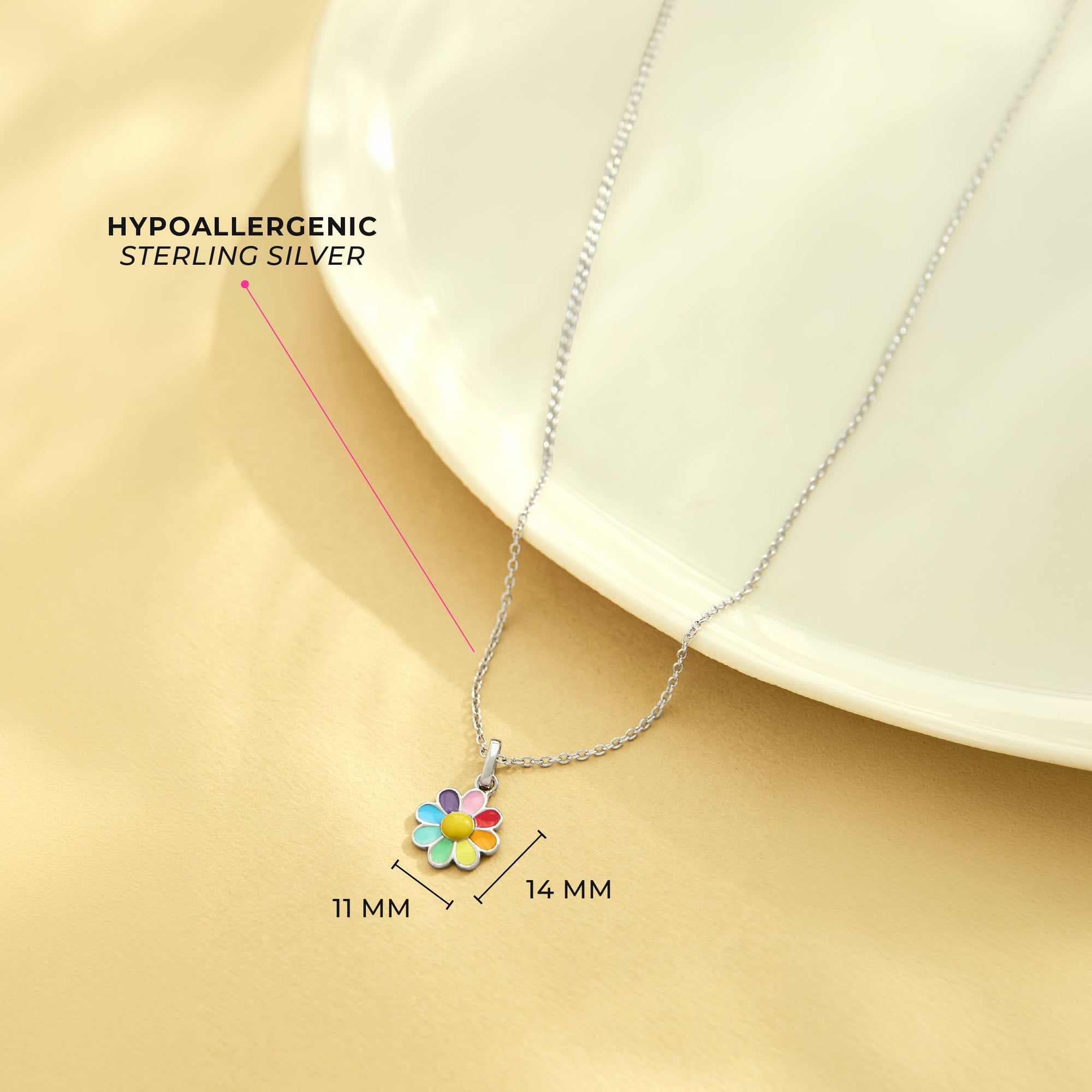 Flower Power Toddler/Kids/Girls Necklace Enamel - Sterling Silver