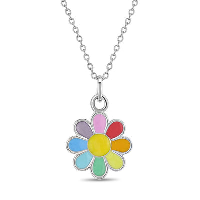 Flower Power Toddler/Kids/Girls Necklace Enamel - Sterling Silver