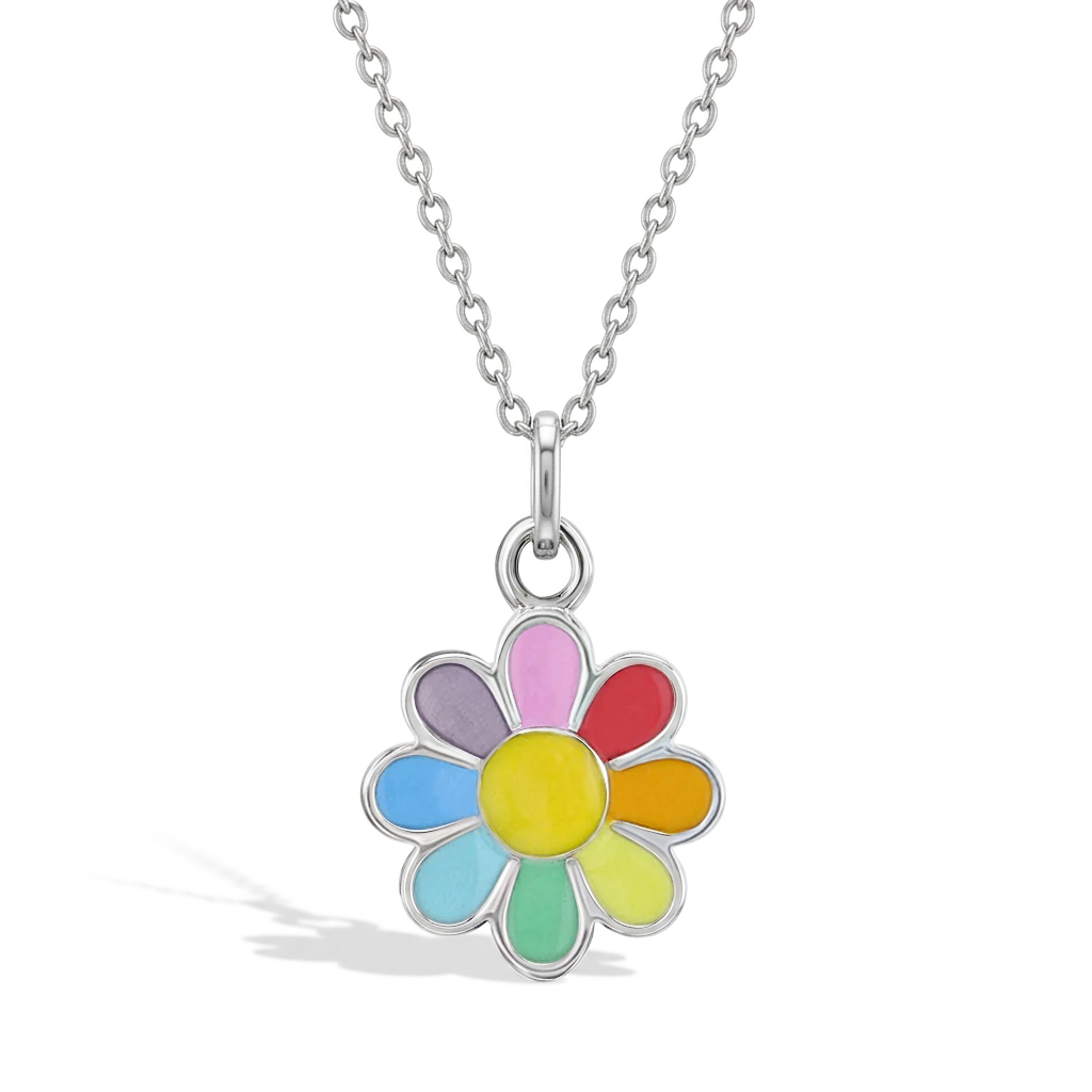 Flower Power Toddler/Kids/Girls Necklace Enamel - Sterling Silver