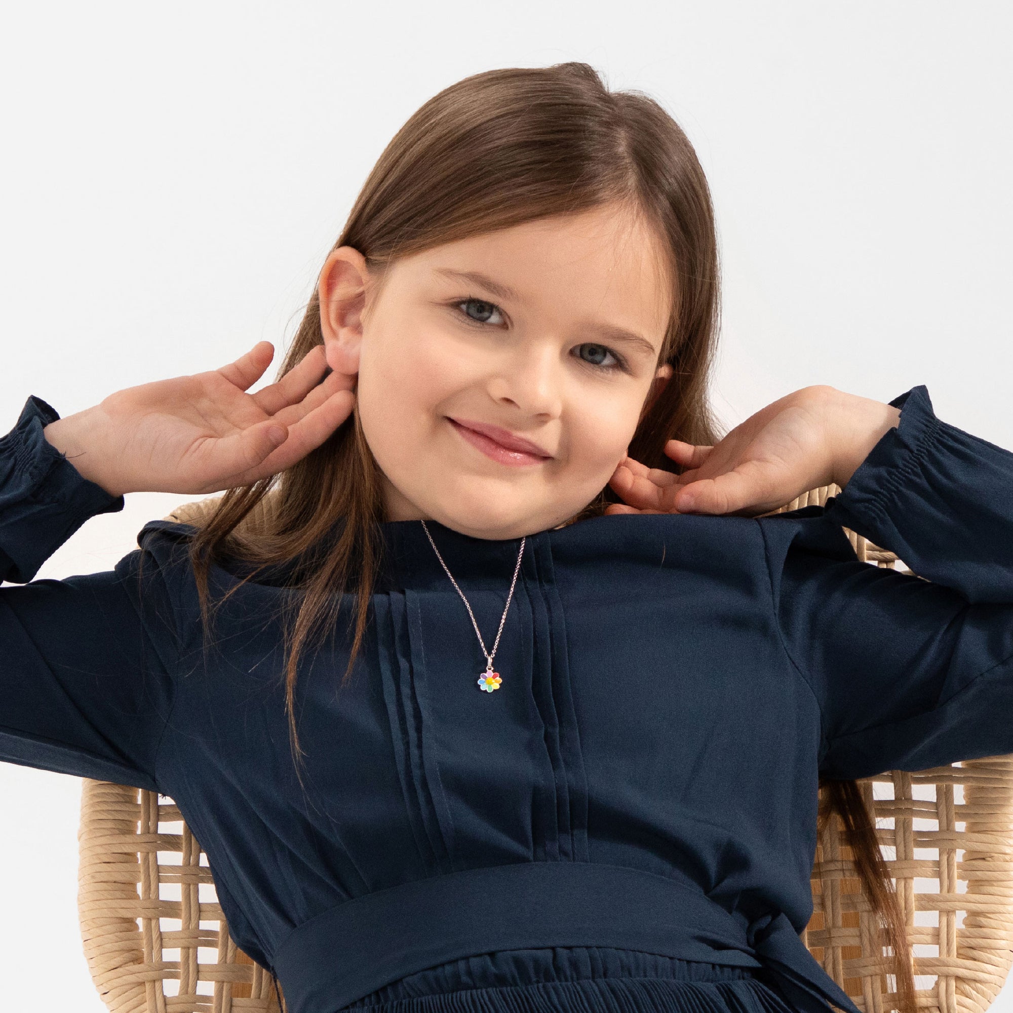 Flower Power Toddler/Kids/Girls Necklace Enamel - Sterling Silver