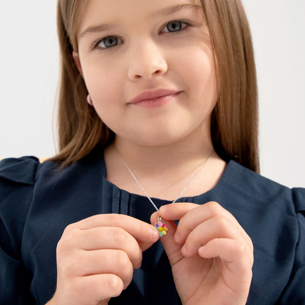 Flower Power Toddler/Kids/Girls Necklace Enamel - Sterling Silver