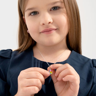 Flower Power Toddler/Kids/Girls Necklace Enamel - Sterling Silver