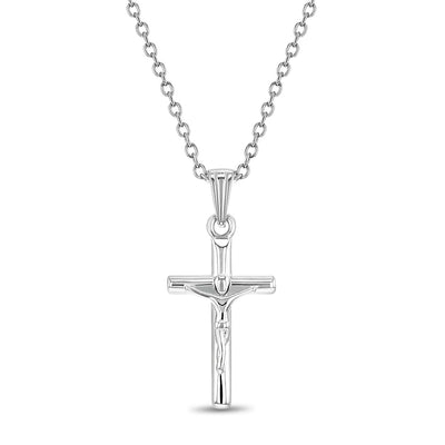 Classic Crucifix Cross 17mm Toddler/Kids/Girls Necklace Religious - Sterling Silver