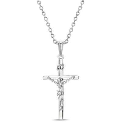 Classic Crucifix Cross Kids / Boy's / Boys Pendant/Necklace - Sterling Silver