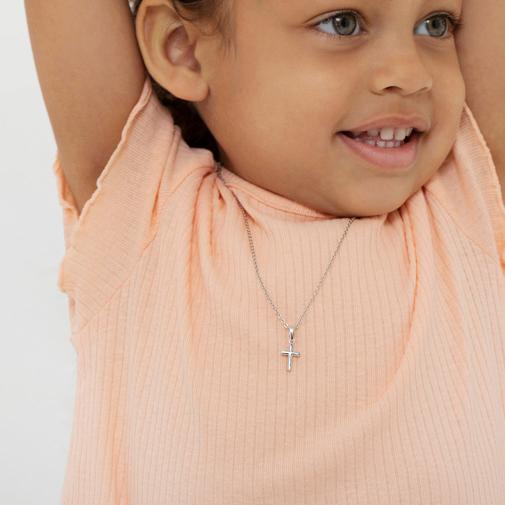 Teenie Tiny Cross 12mm Toddler/Kids/Girls Necklace Religious - Sterling Silver