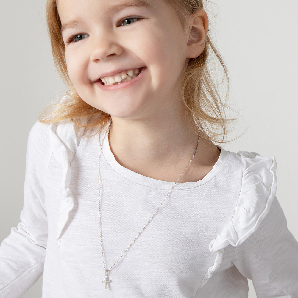 Teenie Tiny Cross 12mm Toddler/Kids/Girls Necklace Religious - Sterling Silver