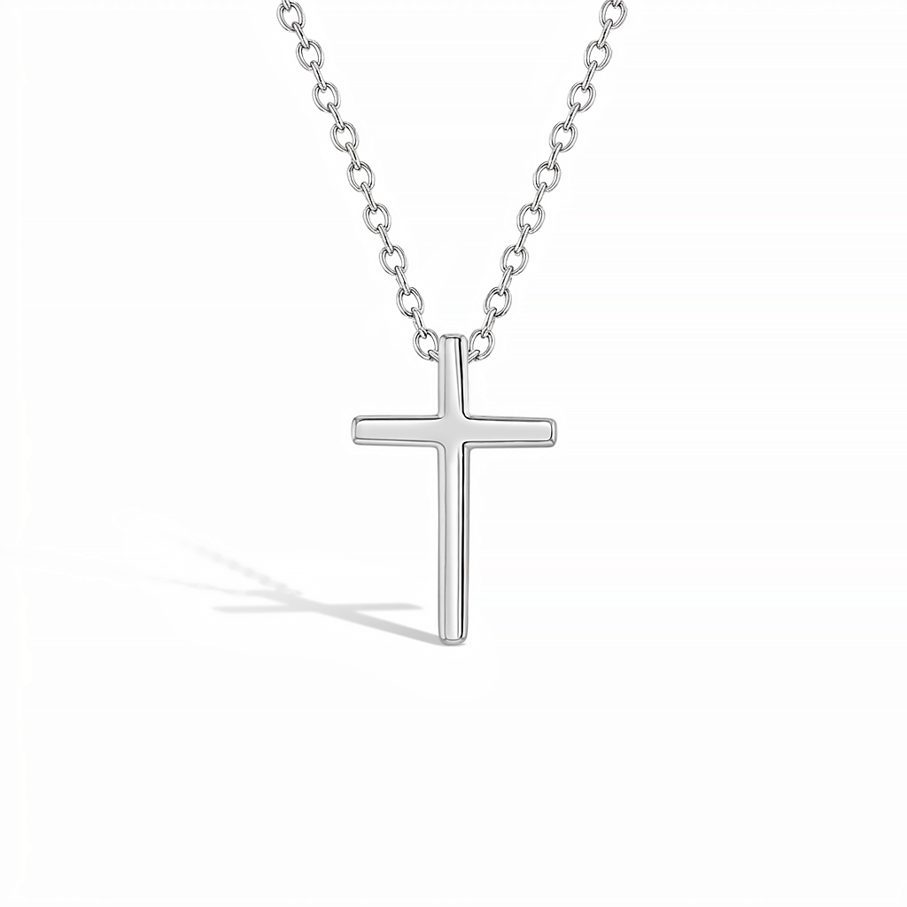 Small Cross 14mm Toddler/Kids/Girls Necklace Religious - Sterling Silver
