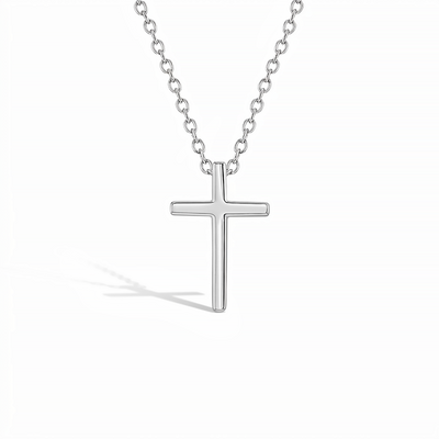Small Cross 14mm Toddler/Kids/Girls Necklace Religious - Sterling Silver